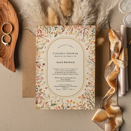 Invitation Douche vintage Rustique Mariage de automne Lingeri