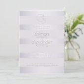 Invitation Douche | Violet Argent Stripes Monogramme (Debout devant)