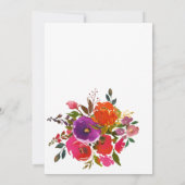 Invitation Douche virtuelle à fleurs violettes et orange (Dos)