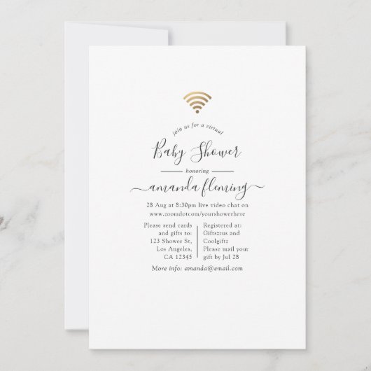 Invitation Douche virtuelle branchée (Devant)