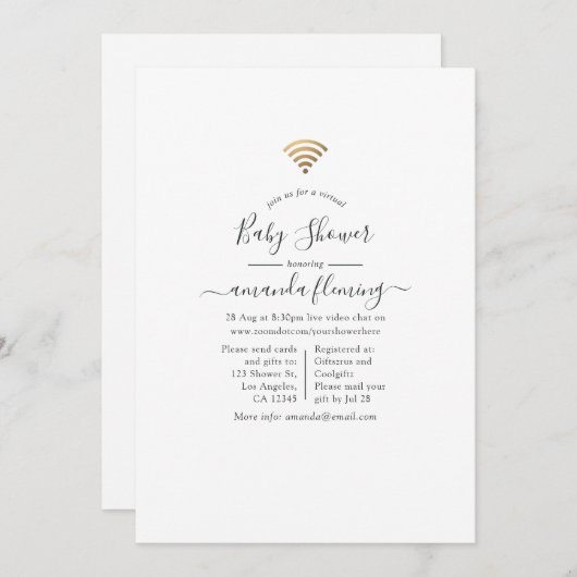 Invitation Douche virtuelle branchée (Devant / Derrière)