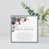 Invitation Douche virtuelle Dusty Blue Burgundy (Debout devant)