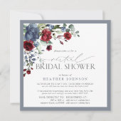 Invitation Douche virtuelle Dusty Blue Burgundy (Devant)