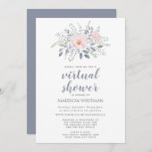 Invitation Douche virtuelle florale (Devant / Derrière)