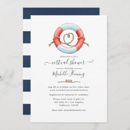 Invitation Douche virtuelle nautique (Devant / Derrière)