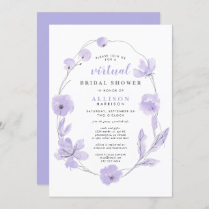 Invitation Douche virtuelle nuptiale   Aquarelle florale de l