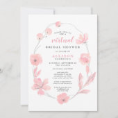 Invitation Douche virtuelle nuptiale | Aquarelle rose (Devant)