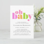 Invitation Douche virtuelle Oh Baby Girl Rose (Debout devant)