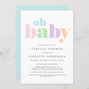Invitation Douche virtuelle  Oh Baby Pastel Minimal Modern