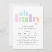 Invitation Douche virtuelle Oh Baby Pastel Typographie modern (Devant)