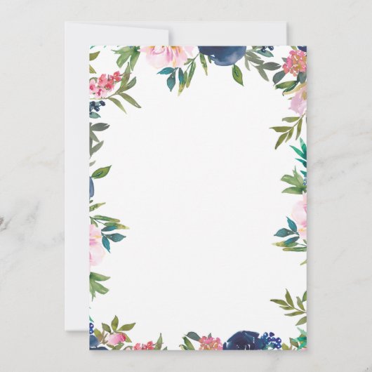 Invitation douche virtuelle par courrier douche à nage fleuri (Dos)