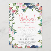 Invitation douche virtuelle par courrier douche à nage fleuri (Devant / Derrière)