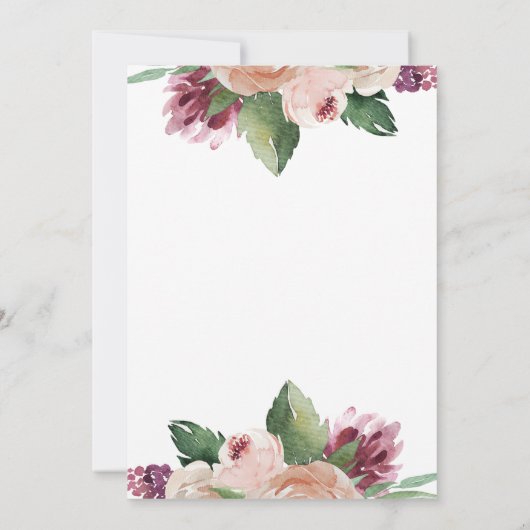 Invitation douche virtuelle par courrier douche à nage fleuri (Dos)