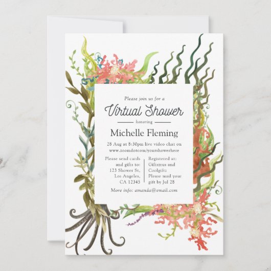 Invitation Douche virtuelle pour algues marines (Devant)