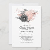 Invitation Douche virtuelle rose et charbon de bois (Devant)