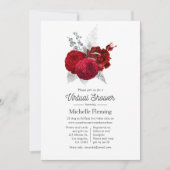 Invitation Douche virtuelle Rose Vintage rouge et argent (Devant)