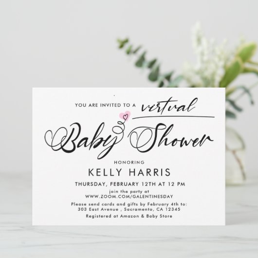 Invitation Douche virtuelle simple pour bébés (Debout devant)