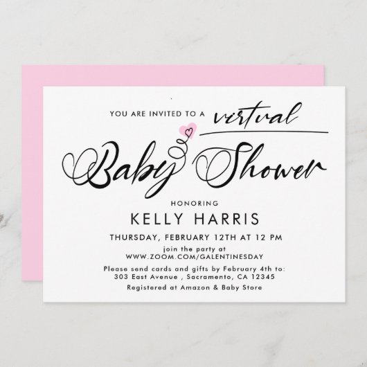 Invitation Douche virtuelle simple pour bébés (Devant / Derrière)