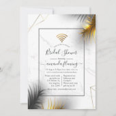 Invitation Douche virtuelle Tropicale Géométrique Noire et Or (Devant)