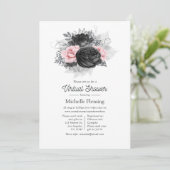 Invitation Douche virtuelle vintage Rose rose et noire (Debout devant)
