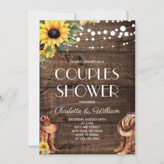 Invitation Douche Western Couples Tournesol