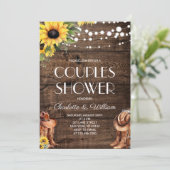 Invitation Douche Western Couples Tournesol (Debout devant)
