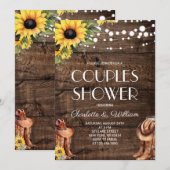 Invitation Douche Western Couples Tournesol (Devant / Derrière)