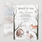 Invitation Douche Woodland par mail forêt amis baby shower (Devant / Derrière)