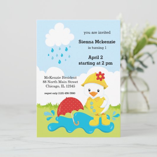 Invitation Douches d'avril mignonnes (Debout devant)