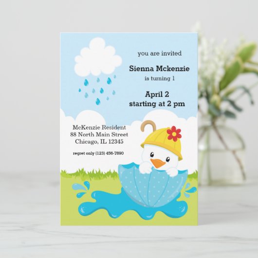 Invitation Douches d'avril mignonnes (Debout devant)