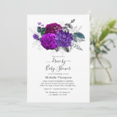 Invitation Douchez Drive By Fleur Royale Violet et Argent (Debout devant)