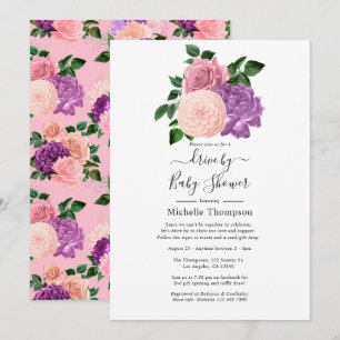 Invitation Douchez en passant Rose pêche et Lavande Violet
