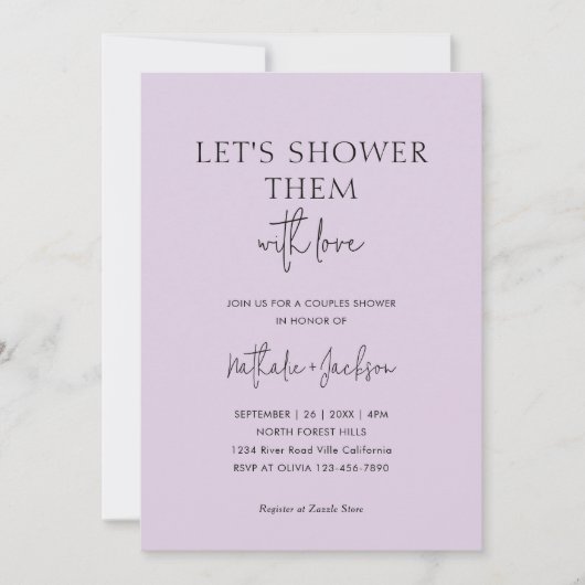 Invitation Douchons-les Lavande | Mariage de douches en coupl (Devant)