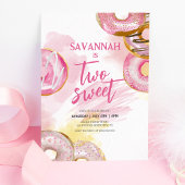 Invitation Doughnut rose deux beignets doux 2e anniversaire