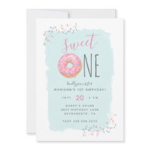 Doughnut rose vif Parsemer sucré 1er anniversaire