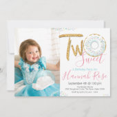 Invitation Doughnut Two Sweet 2nd Birthday Party Photo (Devant)