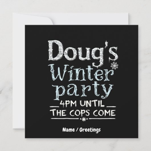 Invitation Doug's Winter Party, 15 février, 16PM Funny (Devant)