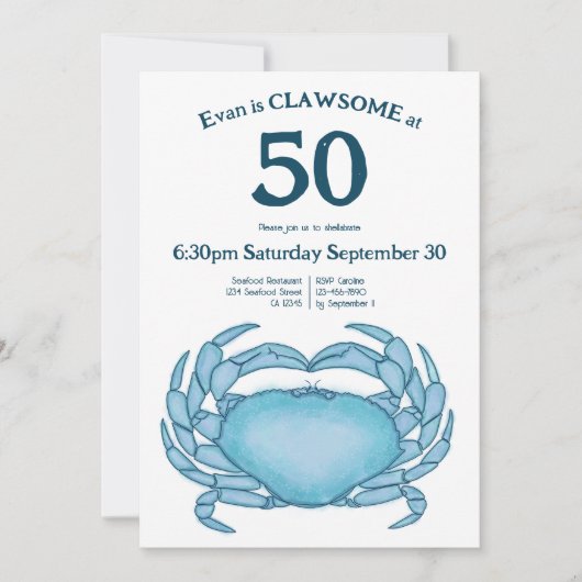 Invitation Douille de fruits de mer sur mesure 50e anniversai (Devant)