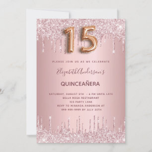 Invitation Douilles en or rose quinceanera