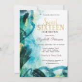 Invitation Douleur Abstraite dorée brillante 16 (Devant)