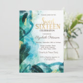 Invitation Douleur Abstraite dorée brillante 16 (Debout devant)