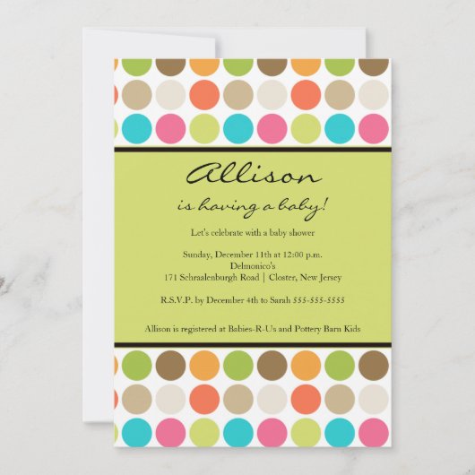 Invitation DOULEURS VERT Bébé ou douche pour garçon (Devant)