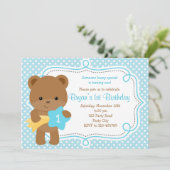 Invitation d'ours (1er anniversaire / Baby shower) (Debout devant)
