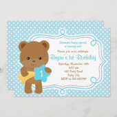 Invitation d'ours (1er anniversaire / Baby shower) (Devant / Derrière)
