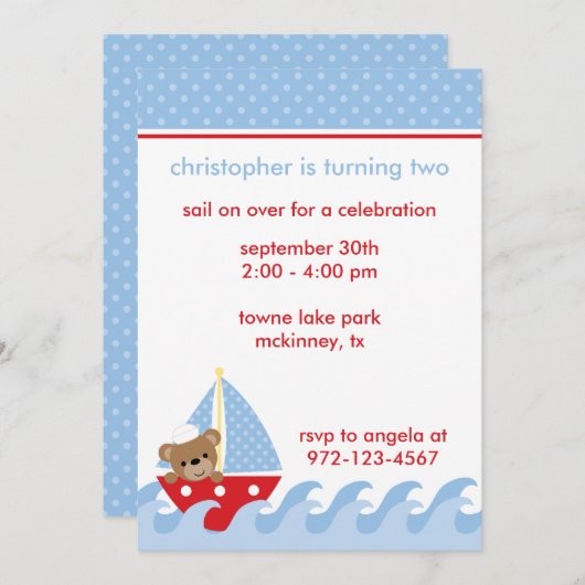 Invitation d'ours à voile (Devant / Derrière)