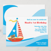 Invitation d'ours à voile nautique (Devant / Derrière)