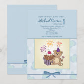 Invitation d'ours d'anniversaire (Devant / Derrière)