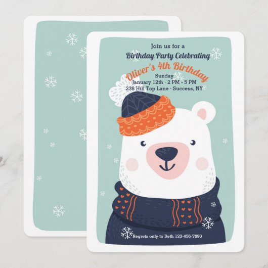 Invitation d'ours d'hiver (Devant / Derrière)