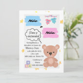 Invitation d'ours simple pour la révélation de gen (Debout devant)