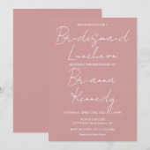 Invitation Douteux Rose rose Script Bridesservantes Déjeuner (Devant / Derrière)